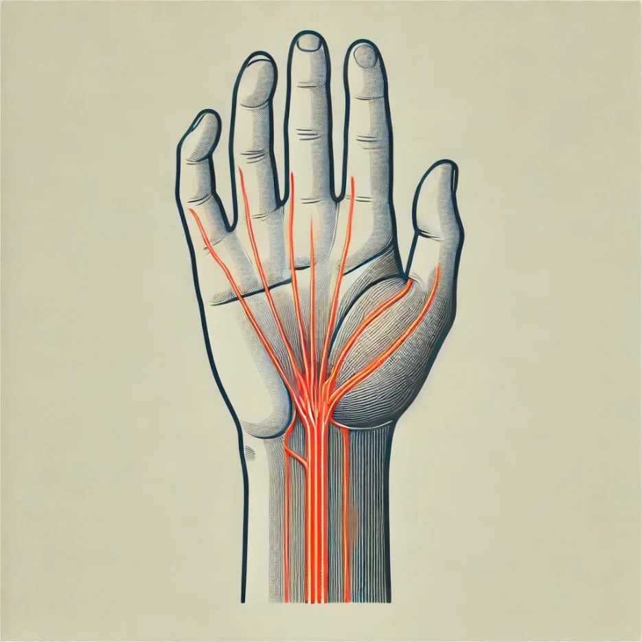 carpal tunnel syndrome showing median nerve compression in the wrist Chicago